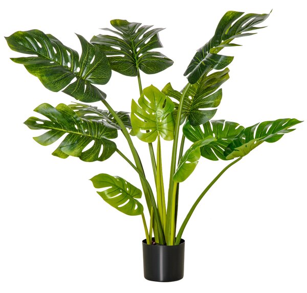 HOMCOM Umělé rostliny 110 cm Umělé Monstera rostliny v květináči Umělé stromy do interiéru Dekorativní rostlina Kancelářská rostlina Plastový květináč