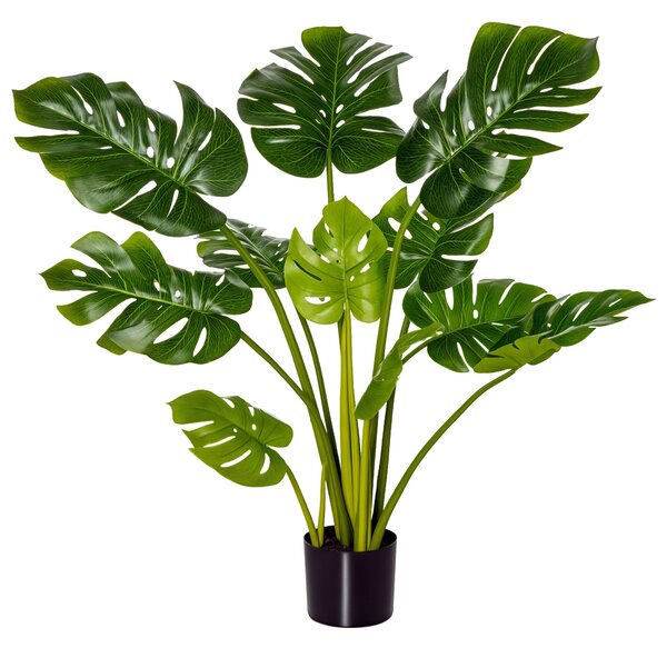HOMCOM Umělé rostliny 110 cm Umělé Monstera rostliny v květináči Umělé stromy do interiéru Dekorativní rostlina Kancelářská rostlina Plastový květináč