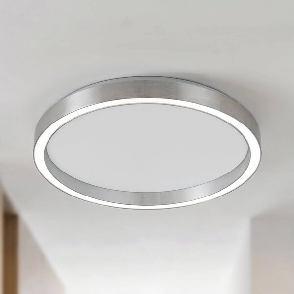 Lucande LED stropní svítidlo Rotundo, Ø 40 cm, hliník, stmívatelné, stmívatelný, Hliník / šedá / zinek, Obývací pokoj / jídelna, Plast, Moderní