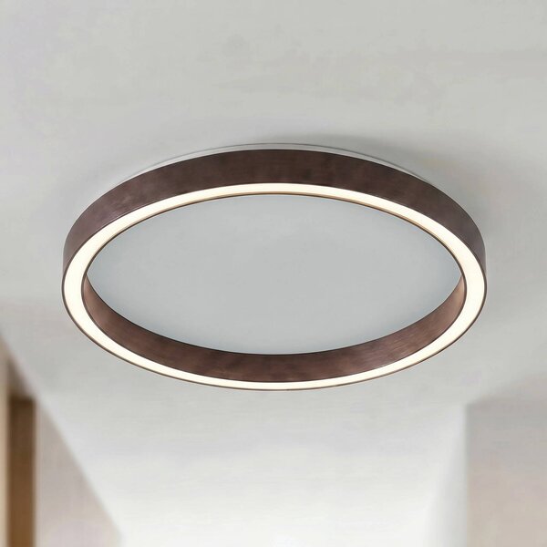 Lucande LED stropní svítidlo Rotundo, Ø 40 cm, hnědé, stmívatelné, stmívatelný, Hnědá / rez, Obývací pokoj / jídelna, Plast, Moderní