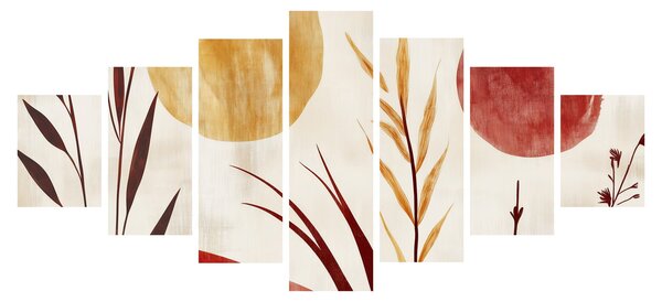 Obraz - Rostliny a kruhy (210x100 cm)