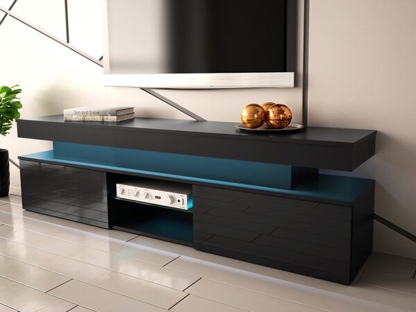 TV stolek/skříňka s LED osvětlením Lestirola 2D 190, Barva:: bíla / bíly lesk 5903211283888