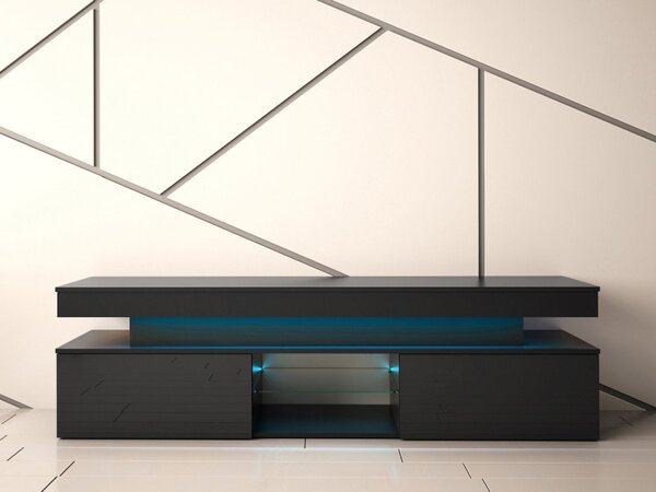 TV stolek/skříňka s LED osvětlením Lestirola 2D 190, Barva:: bíla / bíly lesk 5903211283888
