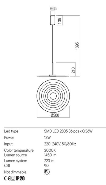 Redo Designové LED závěsné svítidlo LAKE, ø50cm, 3000K Barva: Černá