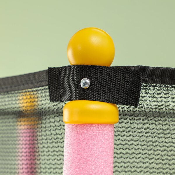 HOMCOM Dětská trampolína Ø140 cm, Trampolína s ochrannou sítí, Kryt okraje, Zahradní trampolína pro děti 3-10 let, Do 50 kg, Růžová | Aosom