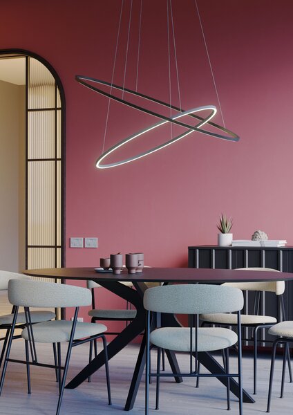 Redo Závěsné LED ovální svítidlo LEO, 2 ovály, ø95cm/ø130cm Barva: Černá