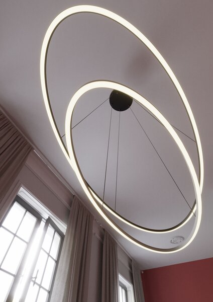 Redo Závěsné LED oválné svítidlo LEO, ø95cm Barva: Černá