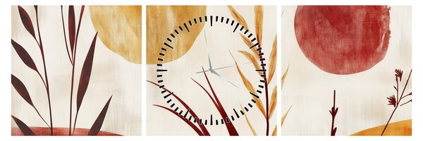 Obraz - Rostliny a kruhy (s hodinami) (90x30 cm)