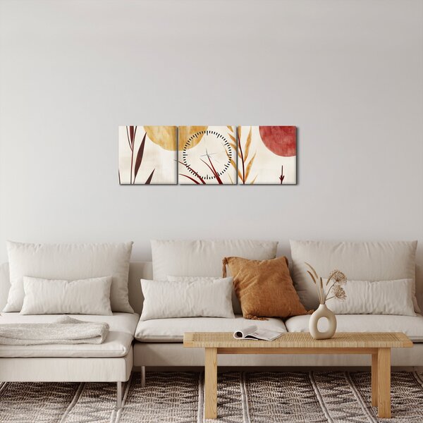 Obraz - Rostliny a kruhy (s hodinami) (90x30 cm)
