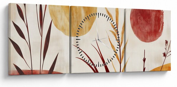 Obraz - Rostliny a kruhy (s hodinami) (90x30 cm)