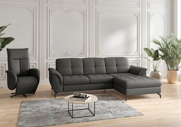 ROHOVÁ SEDAČKA, textil, kůže, antracitová Sit & More - Sedací soupravy, Online Only