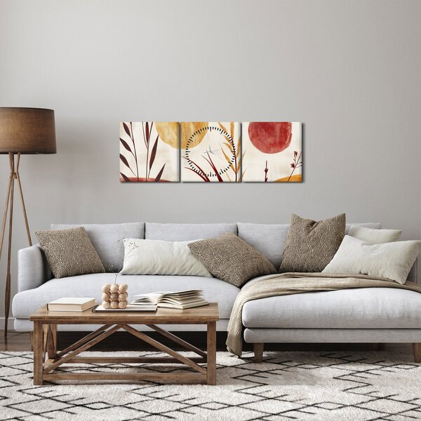 Obraz - Rostliny a kruhy (s hodinami) (90x30 cm)