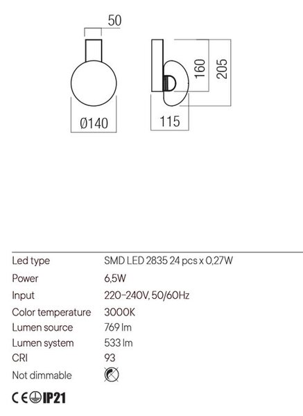 Redo Designové LED nástěnné svítidlo SINCLAIR Barva: Černá