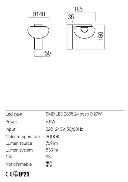Redo Designové LED nástěnné svítidlo SINCLAIR Barva: Černá