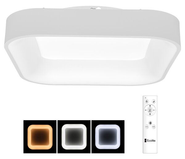 Ecolite Bílé LED stropní/nástěnné svítidlo hranaté 40W s DO WMKL01S-40W/LED-BI