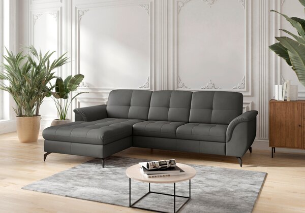 ROHOVÁ SEDAČKA, textil, kůže, antracitová Sit & More - Sedací soupravy, Online Only