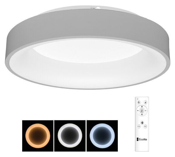 Ecolite Šedé LED stropní/nástěnné svítidlo kulaté 40W s DO WMKL01R-40W/LED-SED
