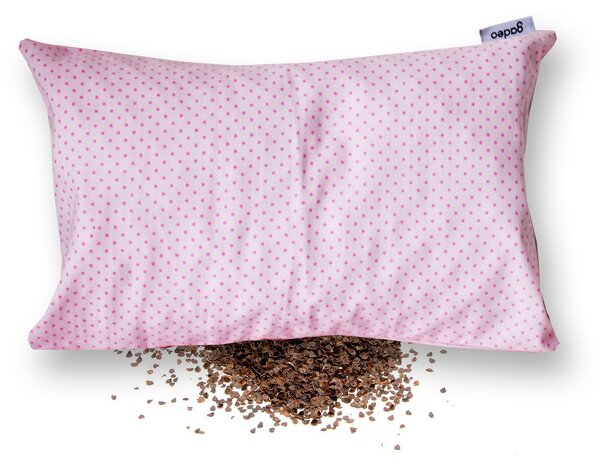 GADEO nahřívací pohankový polštářek POLKA DOTS, růžová Výplň: pohankové slupky s levandulí, Rozměry: 18x28 cm