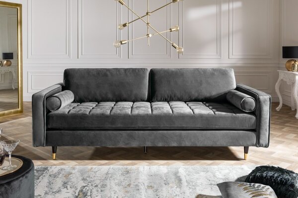 Luxusní pohovka COZY VELVET 220 CM šedá samet Nábytek | Obývací pokoj | Sedací soupravy a pohovky | Pohovky | Pevné