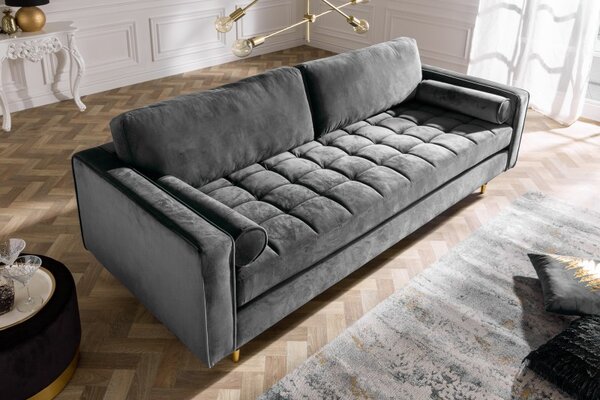 Luxusní pohovka COZY VELVET 220 CM šedá samet Nábytek | Obývací pokoj | Sedací soupravy a pohovky | Pohovky | Pevné