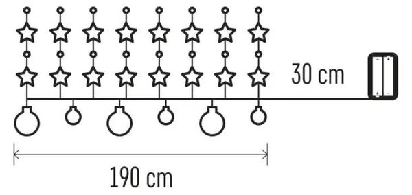 EMOS LED vánoční girlanda zlaté koule s hvězdami 1,9m DCGW11