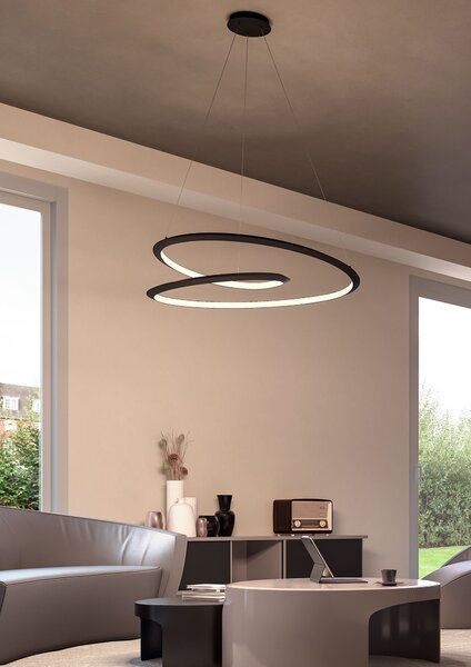 Redo Závěsné LED svítidlo STORM, ø80cm, CCT Barva: Černá