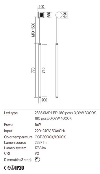 Redo Designové nástěnné LED svítidlo SWING, v.74cm, strukturované Barva: Bílá