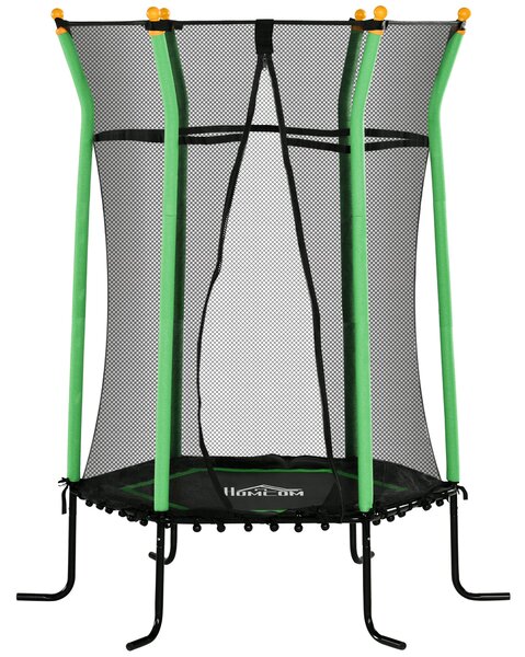 HOMCOM Dětská trampolína Ø163,5 cm, vnitřní trampolína se ochrannou sítí a okrajem, skákací guma, pro děti do 50 kg, od 3 do 10 let Zelená | Aosom