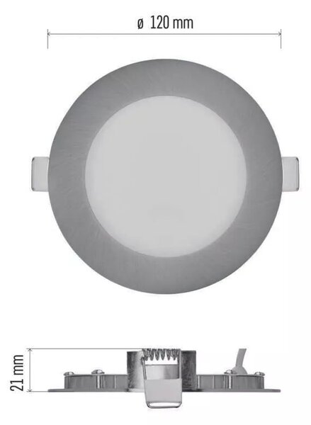 EMOS Stříbrný vestavný LED panel kulatý 120mm 7W CCT Premium ZD1223