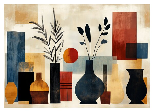 Skleněný obraz - Kubistické vázy (70x50 cm)