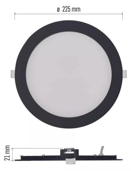 EMOS Černý vestavný LED panel kulatý 225mm 18W CCT Premium ZD1343