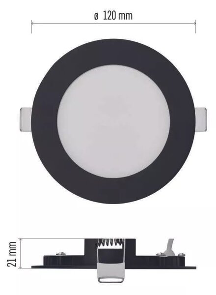 EMOS Černý vestavný LED panel kulatý 120mm 7W CCT Premium ZD1323