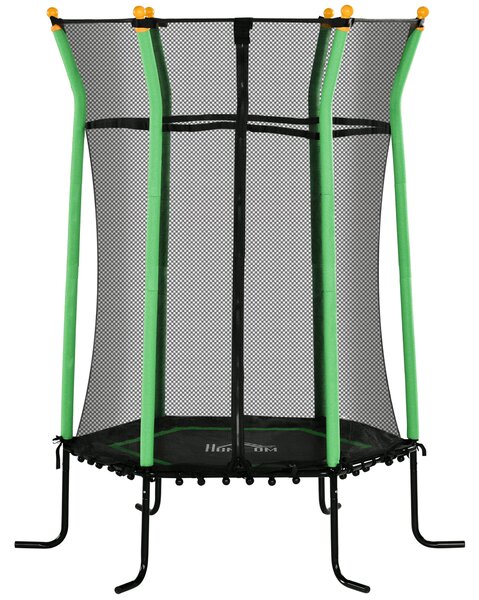 HOMCOM Dětská trampolína Ø163,5 cm, vnitřní trampolína se ochrannou sítí a okrajem, skákací guma, pro děti do 50 kg, od 3 do 10 let Zelená | Aosom