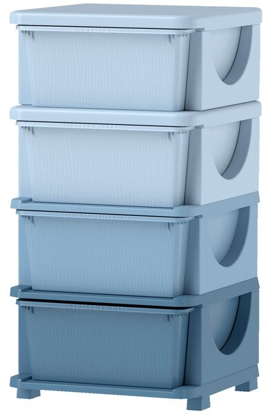 HOMCOM Úložný Kabinet pro Děti s Úložným Prostorem, Organizér na Hračky, 4 Úrovně pro Dětský Pokoj 3-6let, Dětský Nábytek Modrá 37 x 37 x 76 cm | Aoso