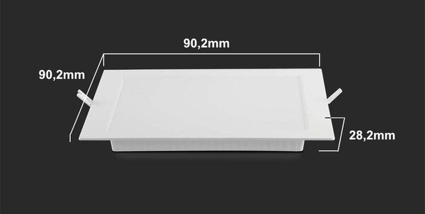 LED Solution Bílý vestavný LED panel hranatý 90 x 90mm 3W Economy Barva světla: Denní bílá 10478