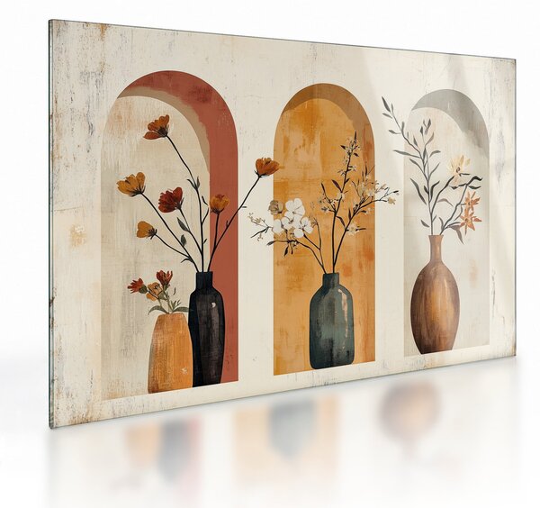 Skleněný obraz - Vázy v obloucích (70x50 cm)