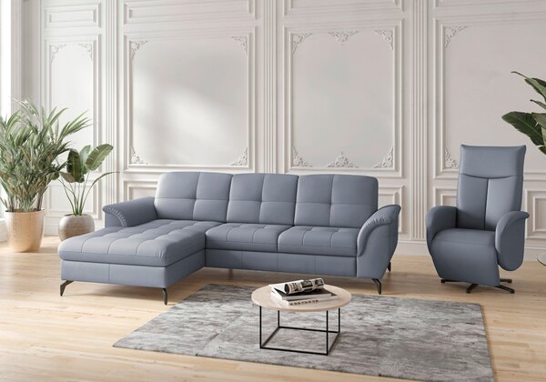 ROHOVÁ SEDAČKA, textil, kůže, šedomodrá Sit & More - Sedací soupravy, Online Only