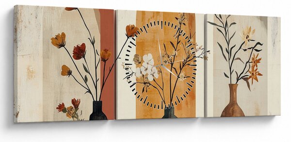 Obraz - Vázy v obloucích (s hodinami) (90x30 cm)