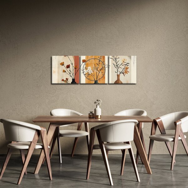 Obraz - Vázy v obloucích (s hodinami) (90x30 cm)