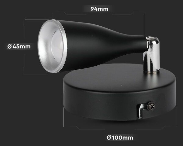 LED Solution Černé LED bodové svítidlo 4,5W Barva světla: Teplá bílá 218263