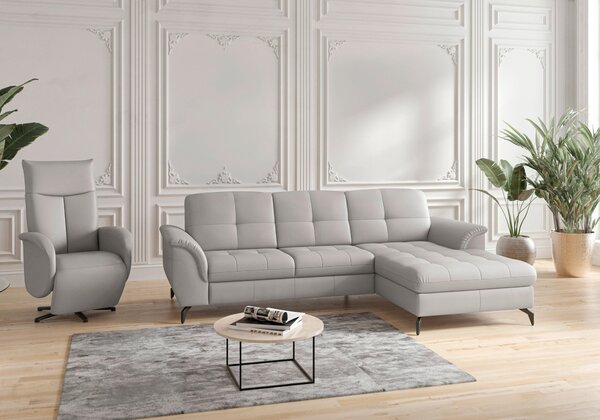 ROHOVÁ SEDAČKA, textil, kůže, světle šedá Sit & More - Sedací soupravy, Online Only