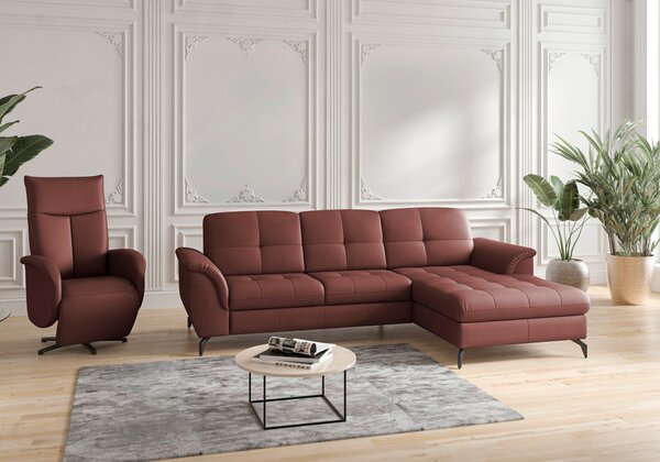 ROHOVÁ SEDAČKA, textil, kůže, červenohnědá Sit & More - Sedací soupravy, Online Only