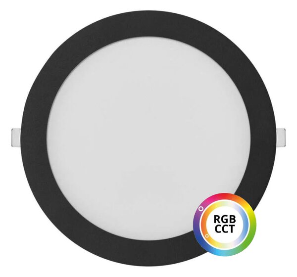 T-LED Černý vestavný LED panel kulatý 225mm 27W 24V RGB+CCT 102340