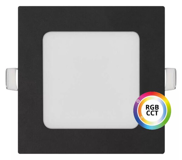 T-LED Černý vestavný LED panel hranatý 120 x 120mm 9W 24V RGB+CCT 102342