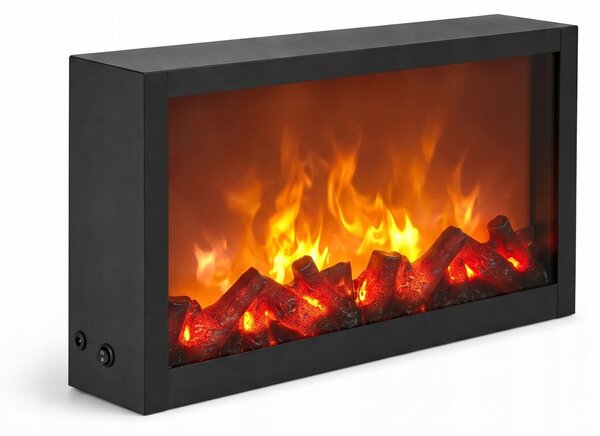 ELEKTRICKÝ KOVOVÝ DEKORAČNÍ KRB LED 10X41X25 CM ČERNÝ DO INTERIÉRU