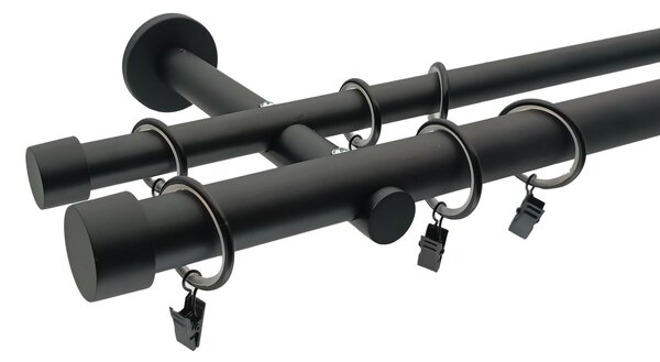 Kovovégarnýže.cz Garnýž Rullo modern 25 mm černá matná Varianta jednořadá nebo dvouřadá: Jednořadá, Délka: 120 cm, Uchycení látky: Bez kroužků (na tu…