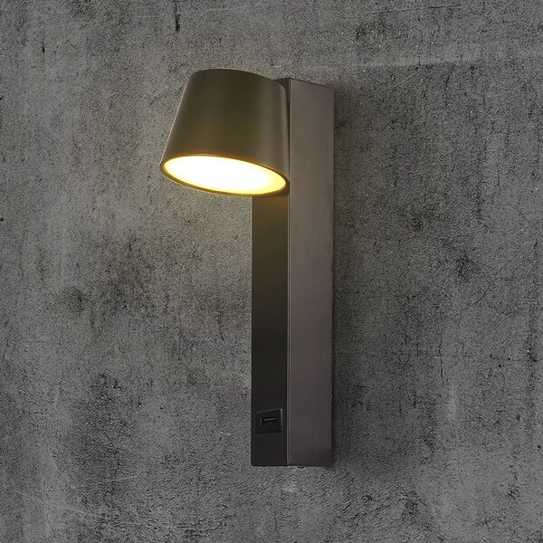 LED Solution Černé nástěnné LED svítidlo kuželové s USB portem 8W 23406