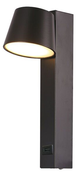 LED Solution Černé nástěnné LED svítidlo kuželové s USB portem 8W 23406