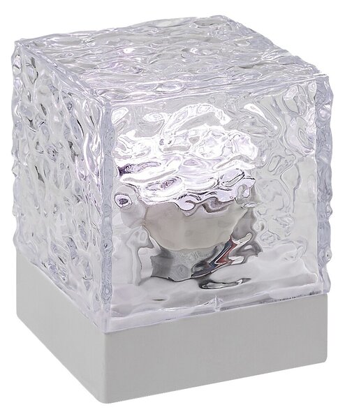 Rabalux Průhledná designová LED RGB stolní lampa Cubiko na baterie s DO 76022