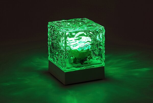 Rabalux Průhledná designová LED RGB stolní lampa Cubiko na baterie s DO 76022